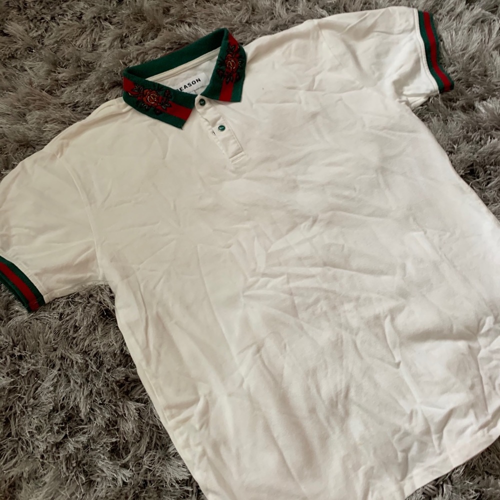 Gucci style Reason Brand Rose Embroidered Polo
